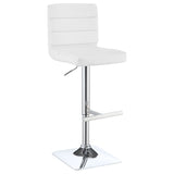 Bianca Upholstered Adjustable Bar Stools White And Chrome (Set Of 2)