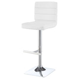 Bianca Upholstered Adjustable Bar Stools White And Chrome (Set Of 2)
