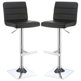 Bianca Upholstered Adjustable Bar Stools Black And Chrome (Set Of 2)