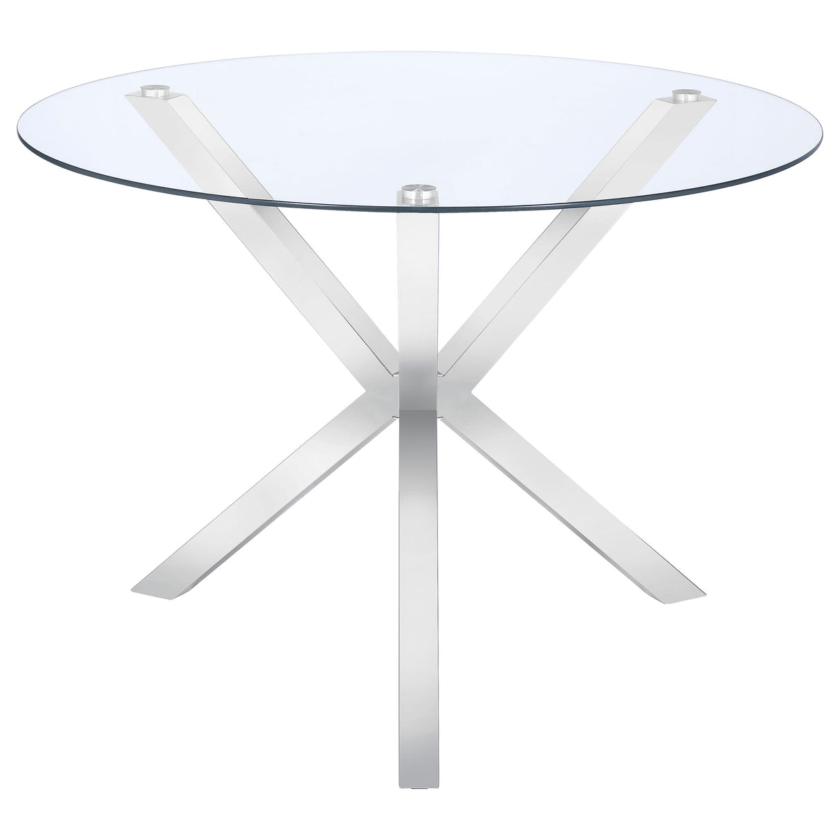 Vance Chrome Round 41-Inch Glass Top Asterisk Dining Table