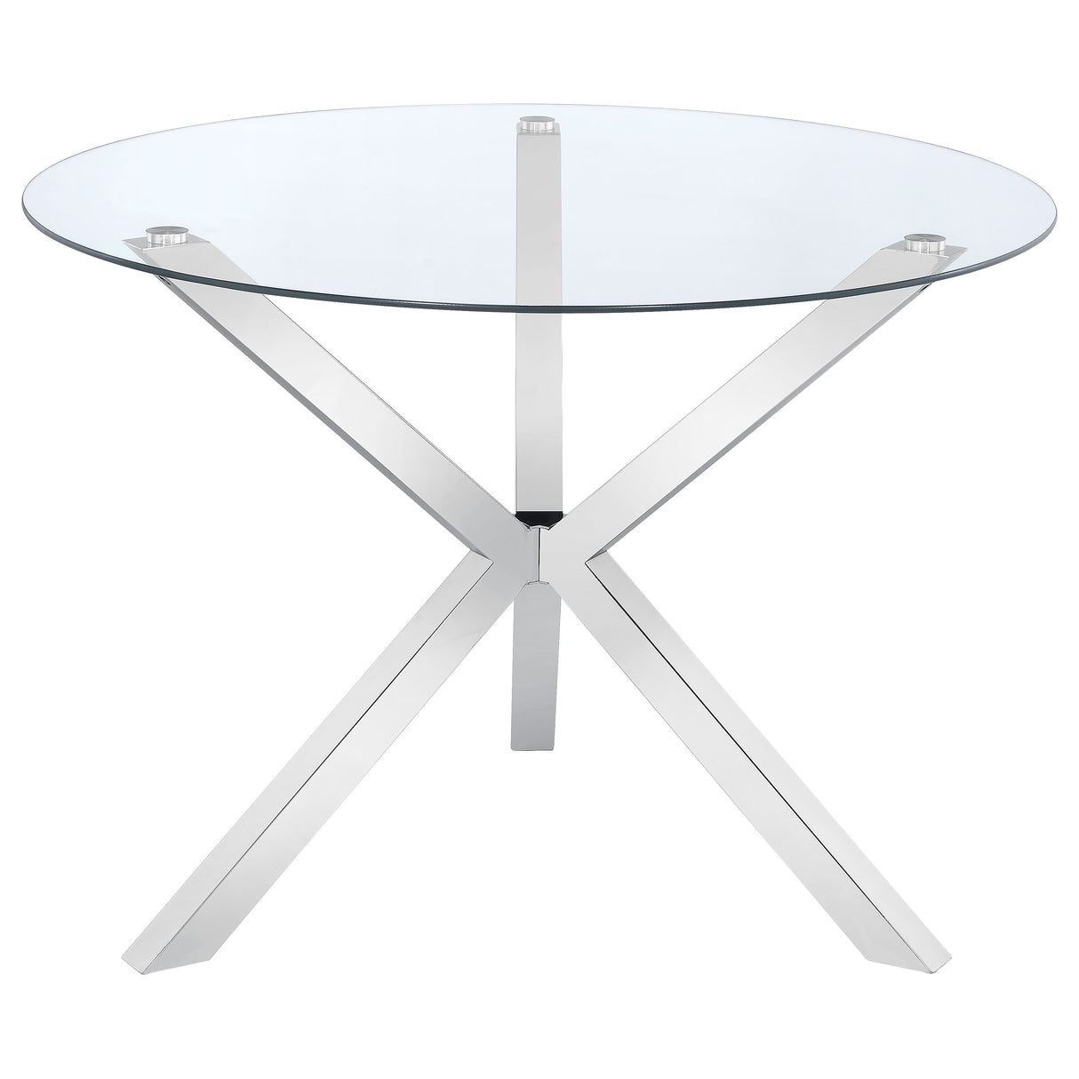 Vance Chrome Round 41-Inch Glass Top Asterisk Dining Table