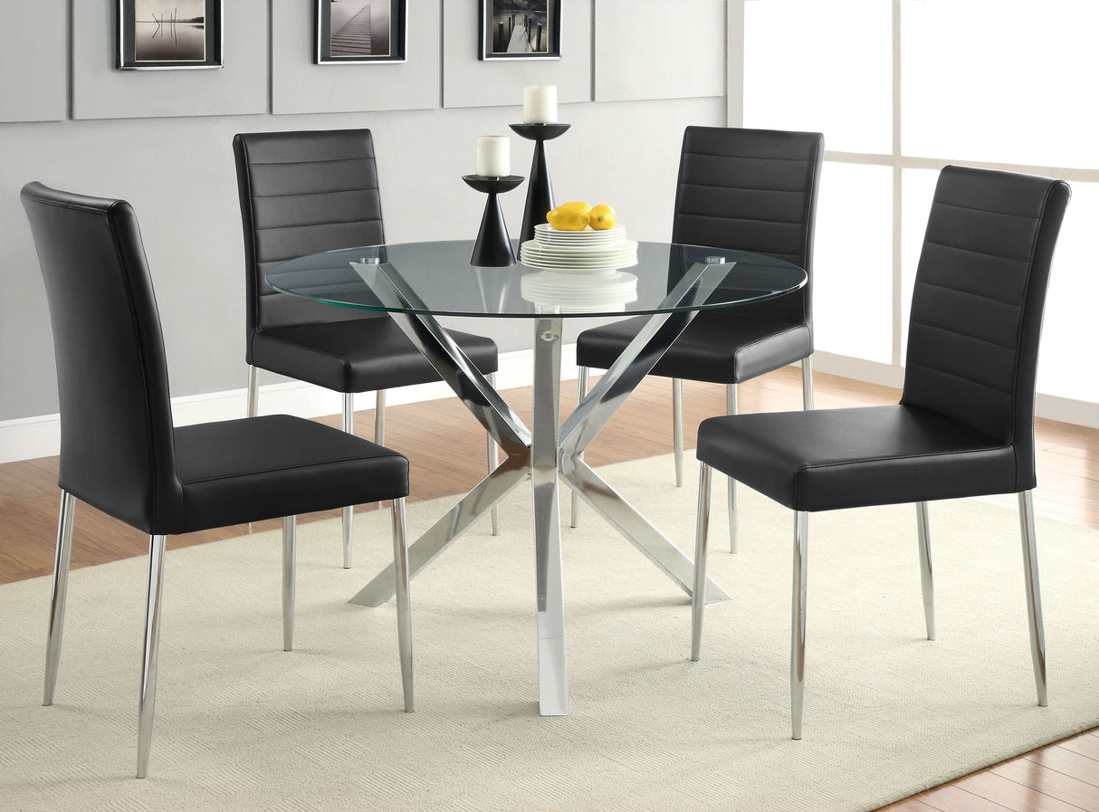 Vance Chrome Round 41-Inch Glass Top Asterisk Dining Table