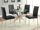 Vance Chrome Round 41-Inch Glass Top Asterisk Dining Table