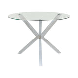 Vance Chrome Round 41-Inch Glass Top Asterisk Dining Table