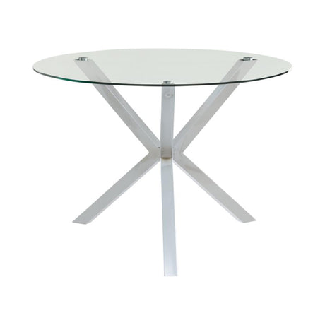 Vance Chrome Round 41-Inch Glass Top Asterisk Dining Table