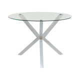 Vance Glass Top Dining Table With X-Cross Base Chrome