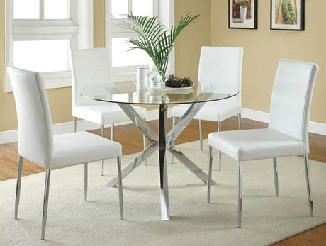 Vance Chrome Round 41-Inch Glass Top Asterisk Dining Table