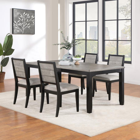 Elodie Black 5-Piece Rectangular Extension Leaf Dining Set
