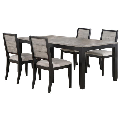 Elodie Black 5-Piece Rectangular Extension Leaf Dining Set
