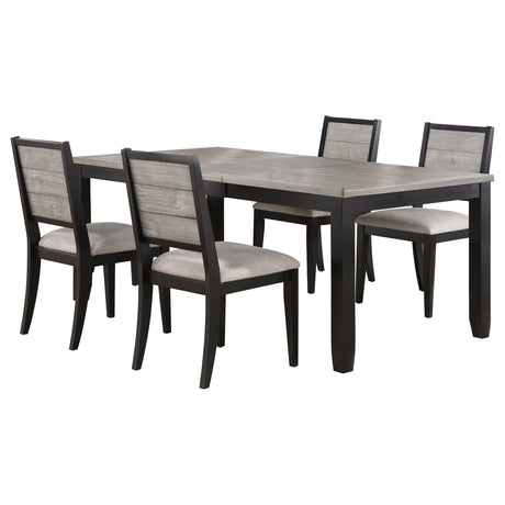 Elodie Black 5-Piece Rectangular Extension Leaf Dining Set