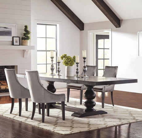 Phelps Distressed Noir / Grey 5-Piece Rectangular Dining Table Set