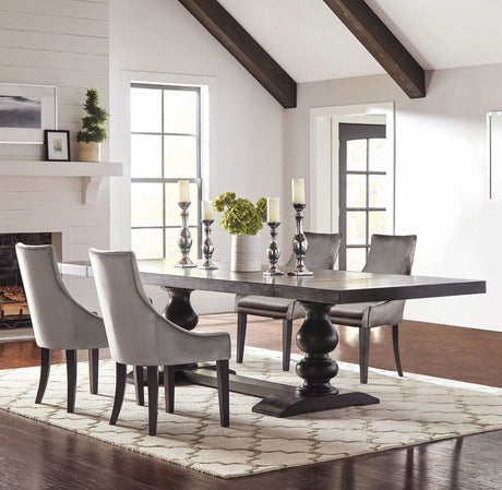Phelps Distressed Noir / Grey 5-Piece Rectangular Dining Table Set
