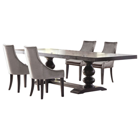 Phelps Distressed Noir / Grey 5-Piece Rectangular Dining Table Set