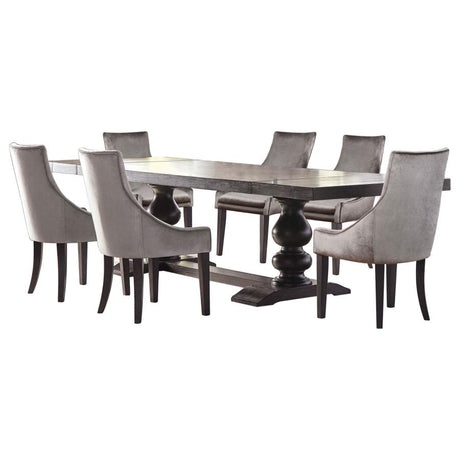 Phelps Distressed Noir / Grey 7-Piece Rectangular Dining Table Set