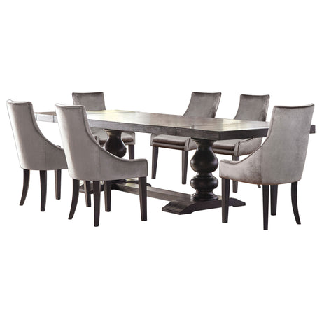 Phelps Distressed Noir / Grey 7-Piece Rectangular Dining Table Set