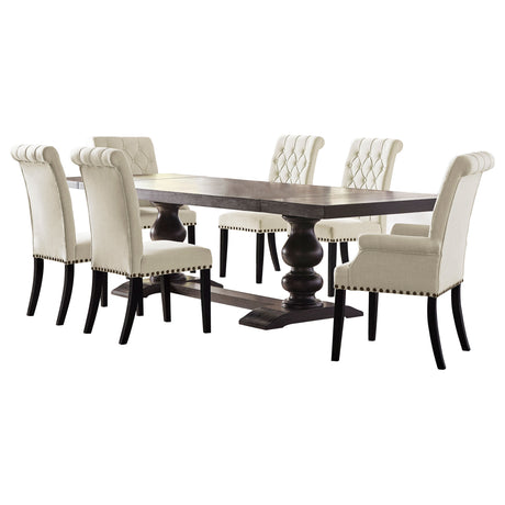 Phelps Distressed Noir / Beige 7-Piece Rectangular Dining Table Set