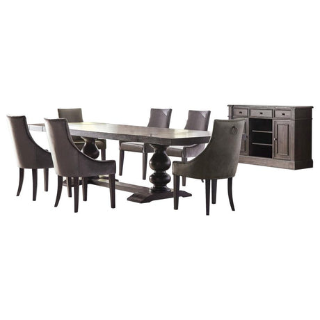 Phelps Distressed Noir / Grey 8-Piece Rectangular Dining Table Set