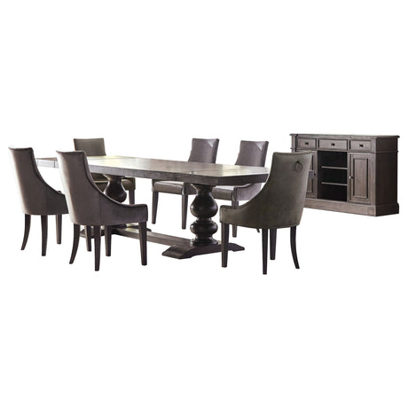 Phelps Distressed Noir / Grey 8-Piece Rectangular Dining Table Set