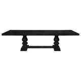 Phelps Distressed Nior 123-Inch Extension Leaf Dining Table Noir