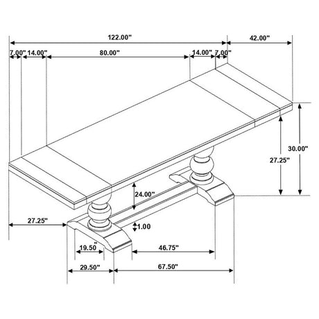 Phelps Distressed Nior 123-Inch Extension Leaf Dining Table Noir