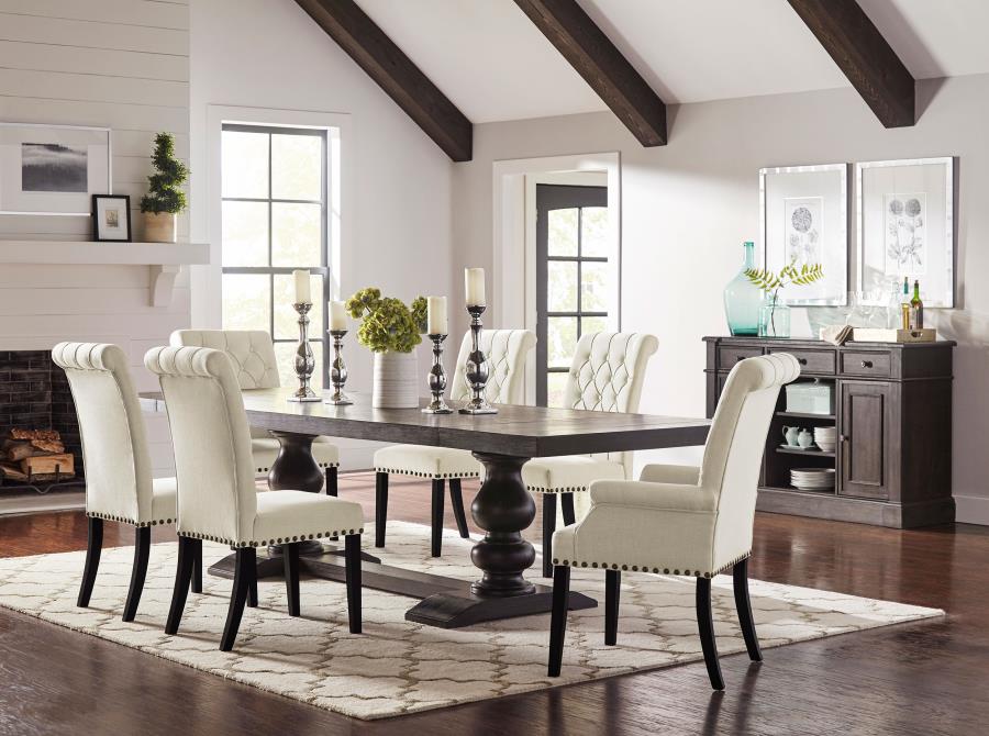 Phelps Distressed Nior 123-Inch Extension Leaf Dining Table Noir