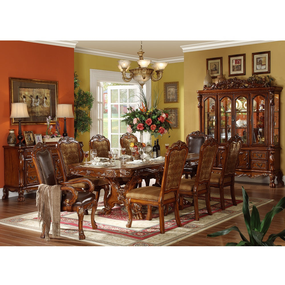Dresden Brown Synthetic Leather & Cherry Oak Finish Arm Chair (Set-2)