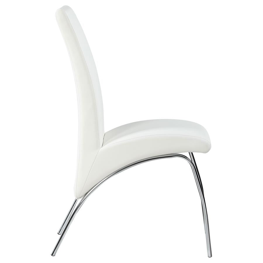 Bishop Upholstered Side Chairs White And Chrome (Set Of 2)