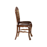 Dresden Vintage Synthetic Leather Seat & Floral Fabric Back & Cherry Oak Finish Counter Height Chair (Set-2)