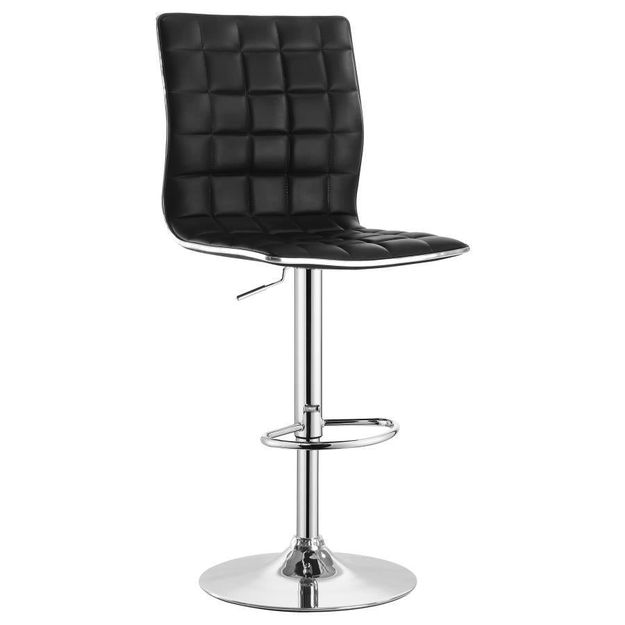 Ashbury Upholstered Adjustable Bar Stools Black And Chrome (Set Of 2)