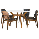 Paxton Nutmeg 5-Piece Round Glass Top Dining Table Set