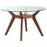 Paxton Nutmeg Round 48-Inch Glass Top Wood Dining Table