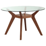 Paxton Nutmeg Round 48-Inch Glass Top Wood Dining Table