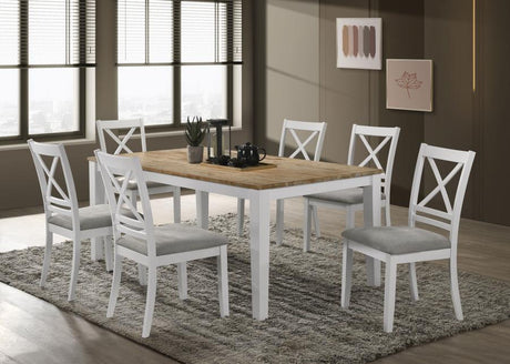Hollis White 7-Piece Rectangular Dining Table Set Brown And