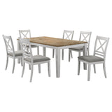 Hollis White 7-Piece Rectangular Dining Table Set Brown And