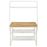 Edgeworth White Kitchen Island Counter Table With Pot Rack