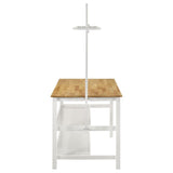 Edgeworth White Kitchen Island Counter Table With Pot Rack