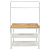 Edgeworth White Kitchen Island Counter Table With Pot Rack