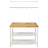 Edgeworth White Kitchen Island Counter Table With Pot Rack