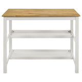 Edgeworth White Kitchen Island Counter Table With Pot Rack