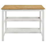 Edgeworth White Kitchen Island Counter Table With Pot Rack