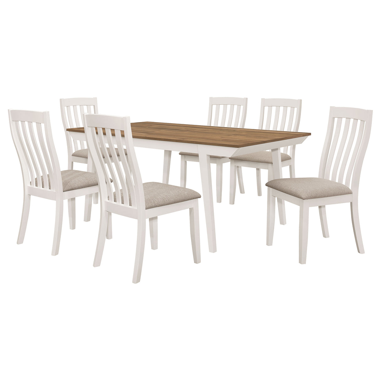 Nogales Off White 7-Piece Rectangular Dining Table Set