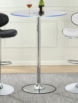 Thea Chrome Round 28-Inch Glass Top Led Bistro Bar Table