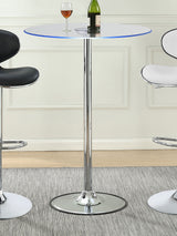 Thea Chrome Round 28-Inch Glass Top Led Bistro Bar Table