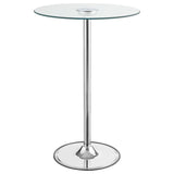 Thea Chrome Round 28-Inch Glass Top Led Bistro Bar Table