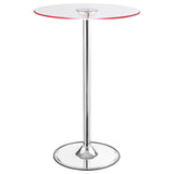 Thea Chrome Round 28-Inch Glass Top Led Bistro Bar Table