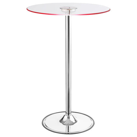 Thea Chrome Round 28-Inch Glass Top Led Bistro Bar Table