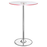 Thea Chrome Round 28-Inch Glass Top Led Bistro Bar Table
