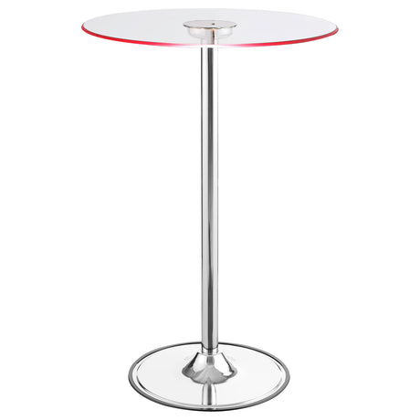 Thea Chrome Round 28-Inch Glass Top Led Bistro Bar Table