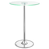 Thea Chrome Round 28-Inch Glass Top Led Bistro Bar Table