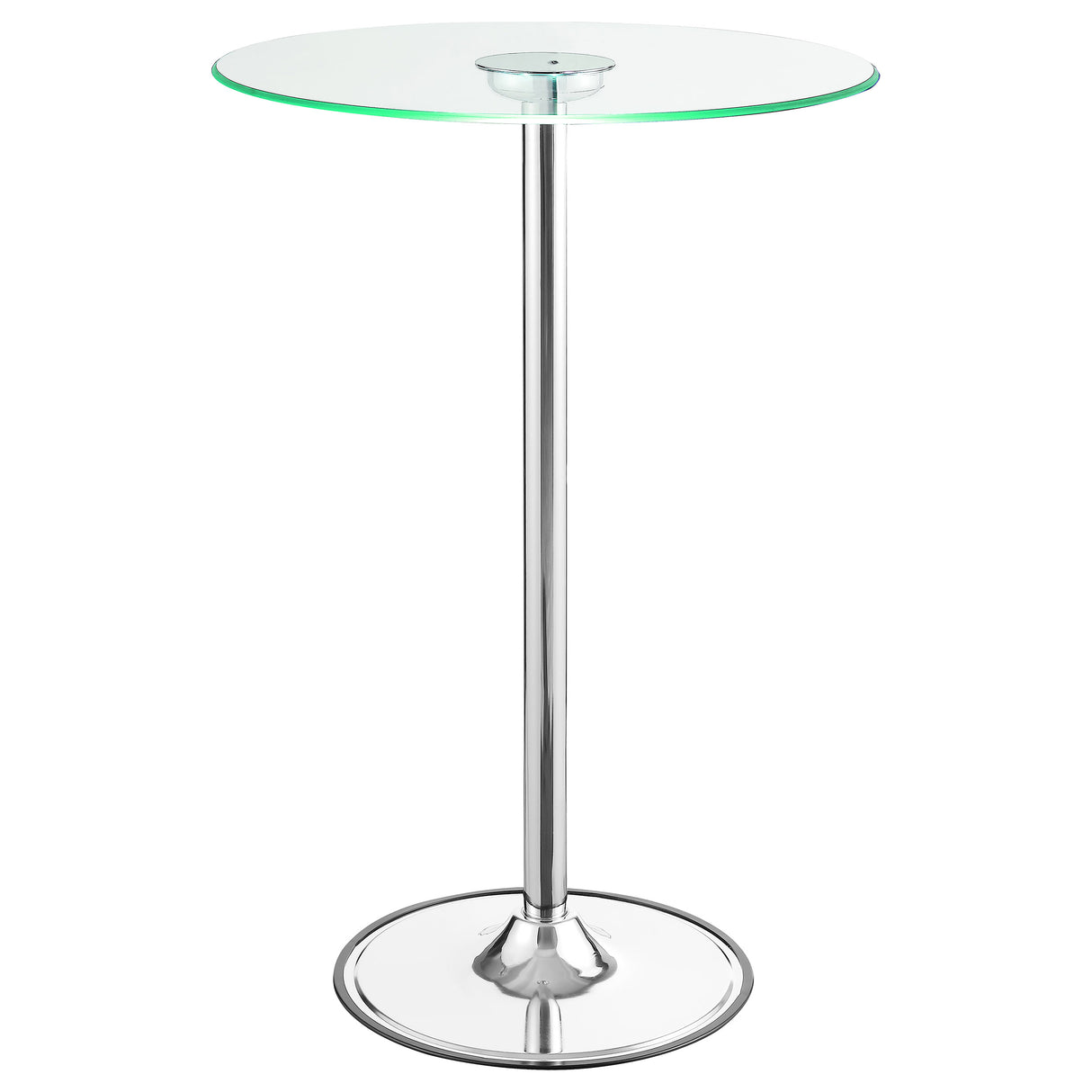 Thea Chrome Round 28-Inch Glass Top Led Bistro Bar Table